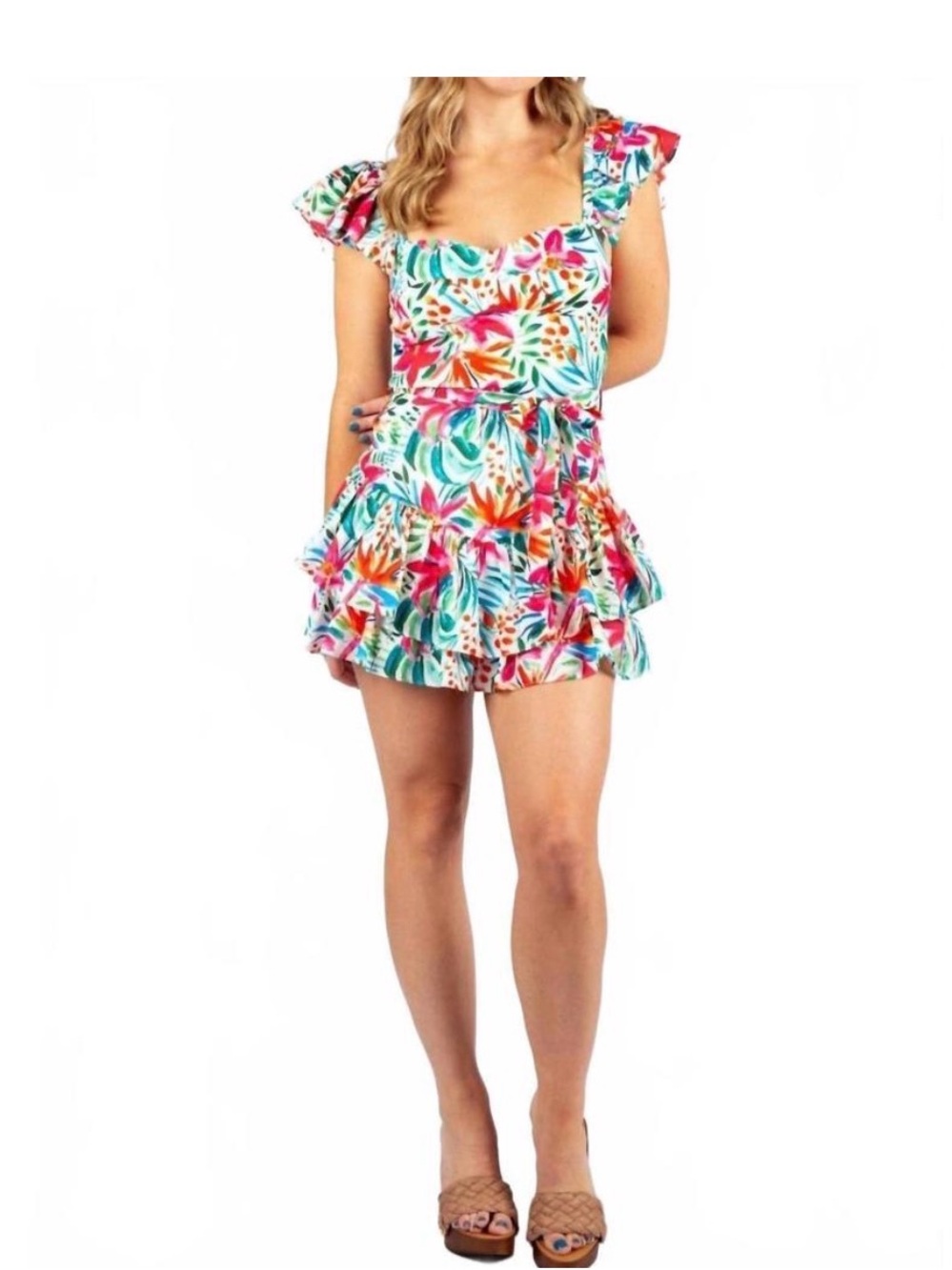 Floral Ruffle Romper - Multi